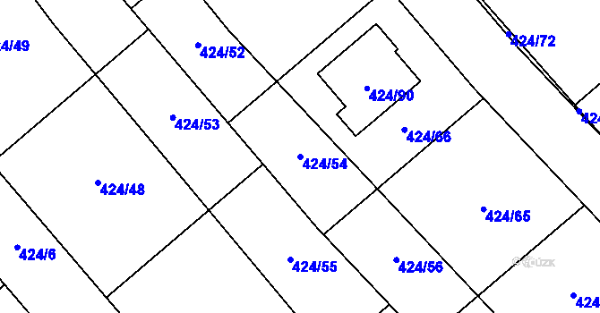 Parcela st. 424/54 v KÚ Kačice, Katastrální mapa