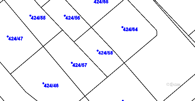 Parcela st. 424/58 v KÚ Kačice, Katastrální mapa