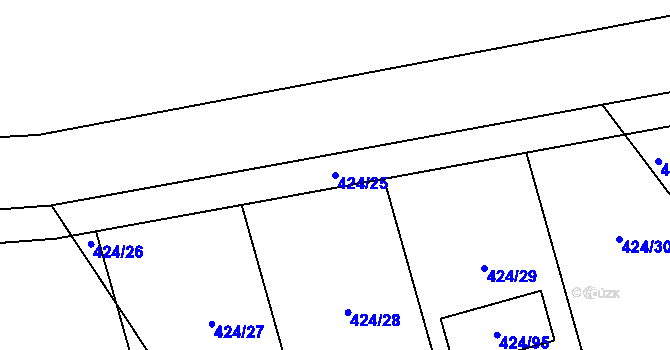 Parcela st. 424/25 v KÚ Kačice, Katastrální mapa