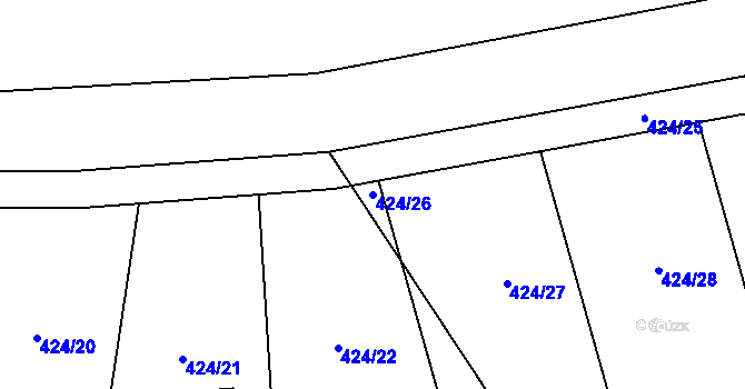 Parcela st. 424/26 v KÚ Kačice, Katastrální mapa