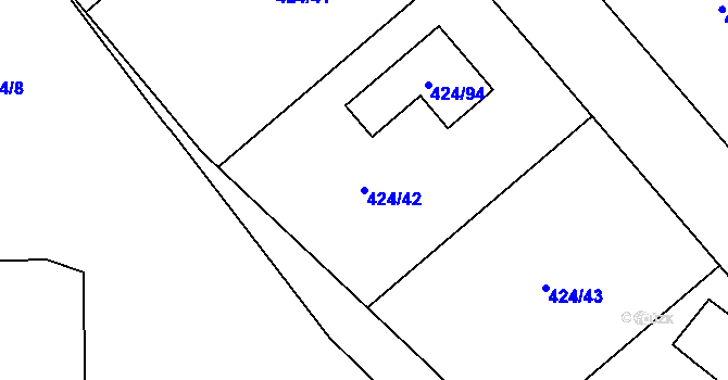 Parcela st. 424/42 v KÚ Kačice, Katastrální mapa