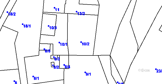 Parcela st. 10/2 v KÚ Kačice, Katastrální mapa