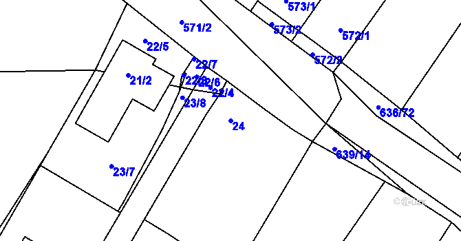 Parcela st. 24 v KÚ Kačice, Katastrální mapa
