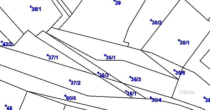 Parcela st. 35/1 v KÚ Kačice, Katastrální mapa