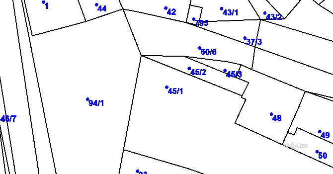 Parcela st. 45/1 v KÚ Kačice, Katastrální mapa
