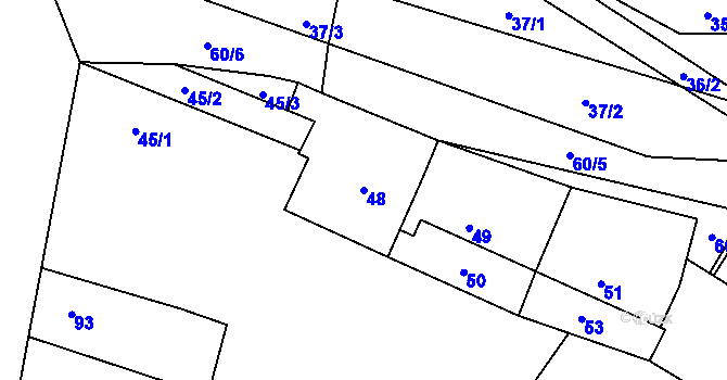 Parcela st. 48 v KÚ Kačice, Katastrální mapa