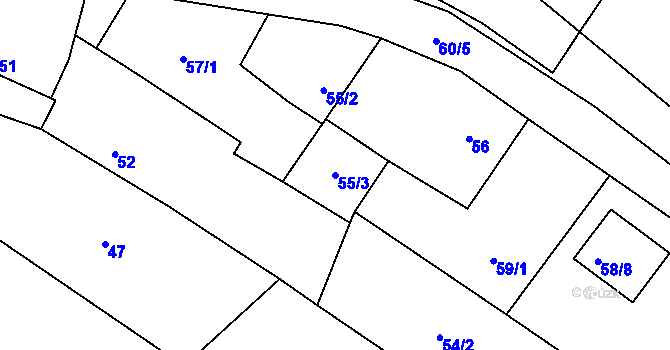 Parcela st. 55/3 v KÚ Kačice, Katastrální mapa