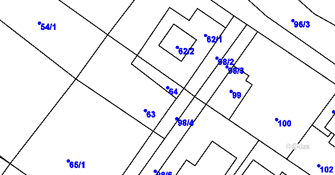 Parcela st. 64 v KÚ Kačice, Katastrální mapa