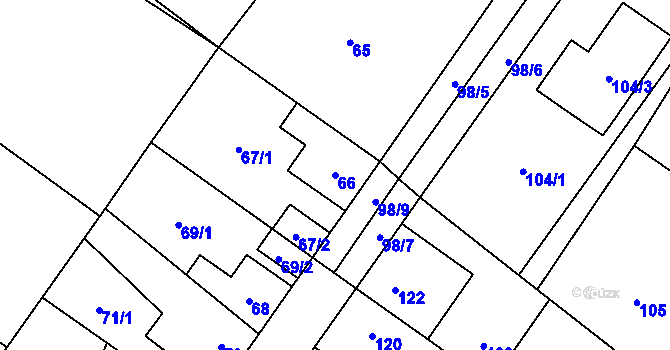 Parcela st. 66 v KÚ Kačice, Katastrální mapa