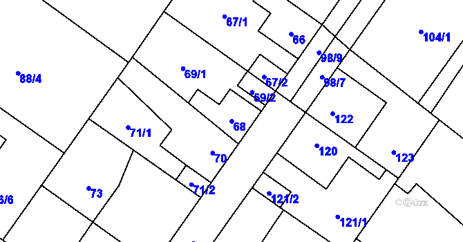 Parcela st. 68 v KÚ Kačice, Katastrální mapa