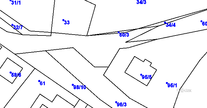 Parcela st. 95/3 v KÚ Kačice, Katastrální mapa