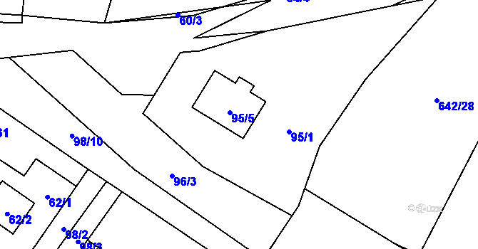 Parcela st. 95/4 v KÚ Kačice, Katastrální mapa
