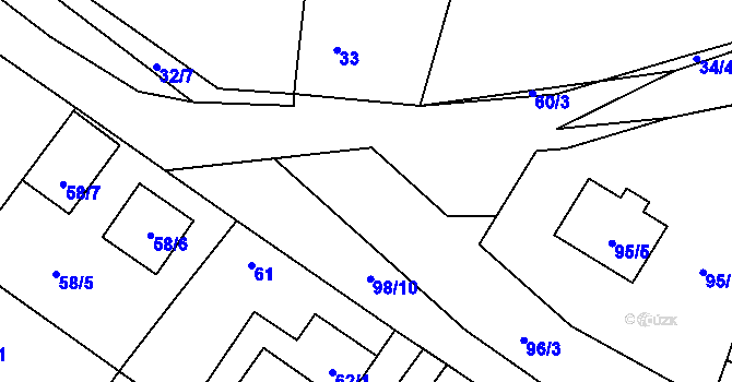 Parcela st. 96/1 v KÚ Kačice, Katastrální mapa