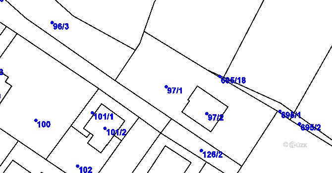 Parcela st. 97/1 v KÚ Kačice, Katastrální mapa