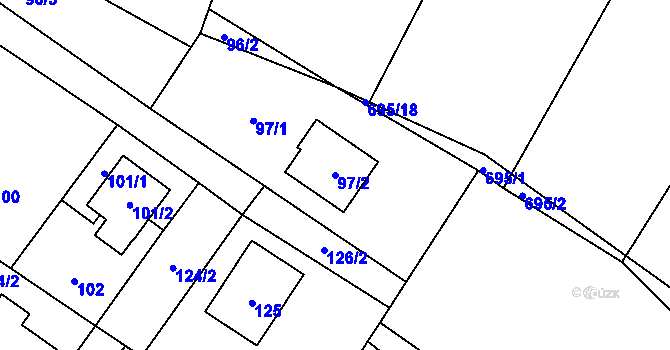 Parcela st. 97/2 v KÚ Kačice, Katastrální mapa