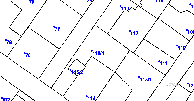 Parcela st. 115 v KÚ Kačice, Katastrální mapa