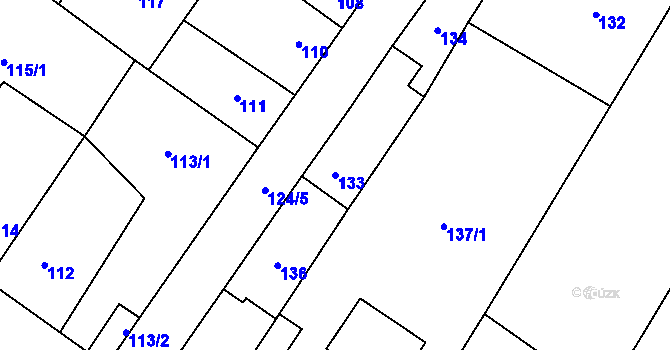 Parcela st. 133 v KÚ Kačice, Katastrální mapa