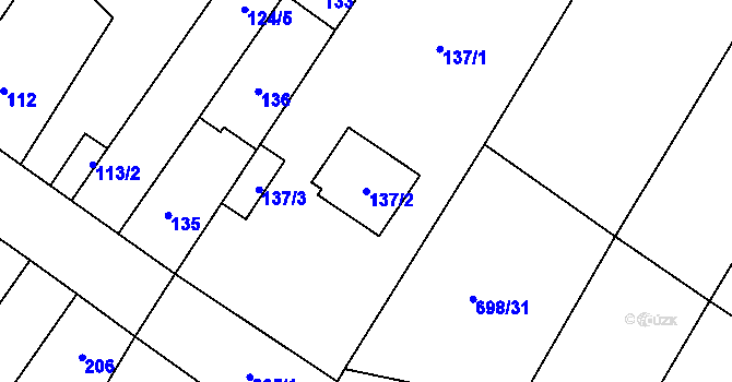 Parcela st. 137/2 v KÚ Kačice, Katastrální mapa