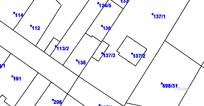Parcela st. 137/3 v KÚ Kačice, Katastrální mapa
