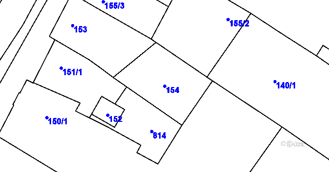 Parcela st. 154 v KÚ Kačice, Katastrální mapa