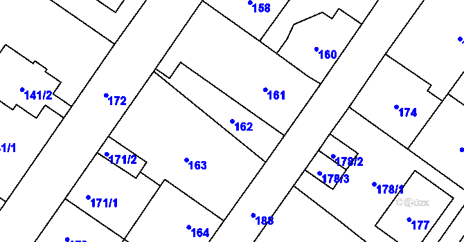 Parcela st. 162 v KÚ Kačice, Katastrální mapa