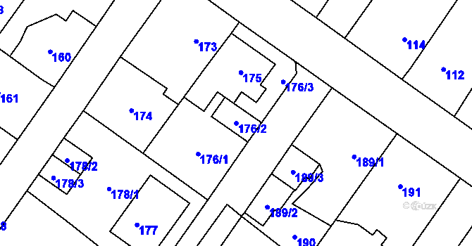 Parcela st. 176/2 v KÚ Kačice, Katastrální mapa