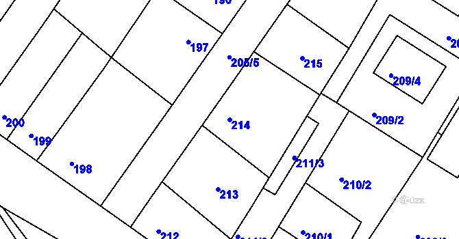 Parcela st. 214 v KÚ Kačice, Katastrální mapa