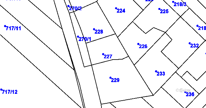 Parcela st. 227 v KÚ Kačice, Katastrální mapa