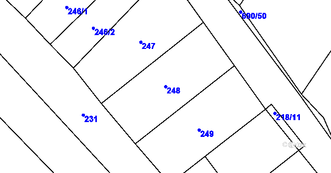 Parcela st. 248 v KÚ Kačice, Katastrální mapa