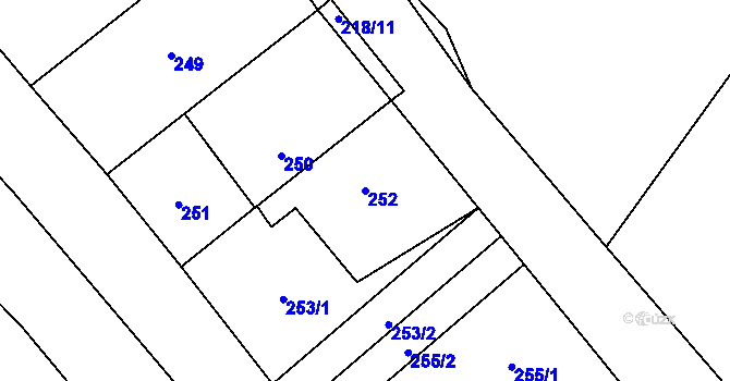 Parcela st. 252 v KÚ Kačice, Katastrální mapa