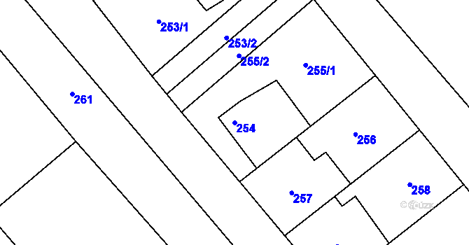 Parcela st. 254 v KÚ Kačice, Katastrální mapa