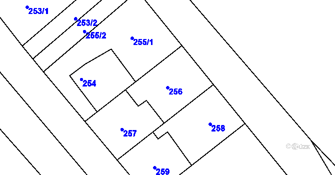 Parcela st. 256 v KÚ Kačice, Katastrální mapa