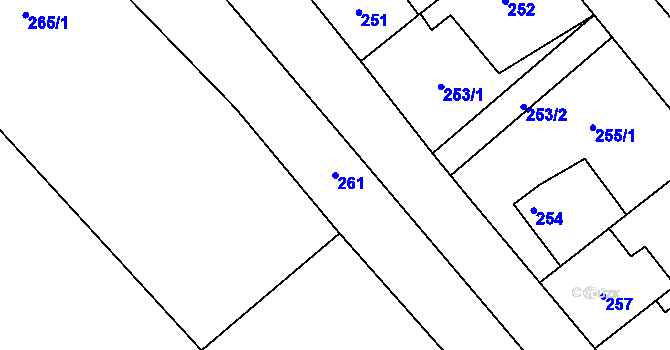 Parcela st. 261 v KÚ Kačice, Katastrální mapa