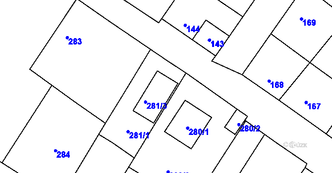 Parcela st. 281 v KÚ Kačice, Katastrální mapa
