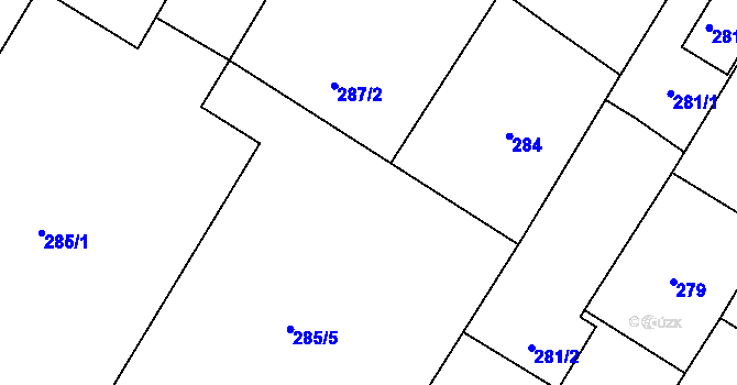 Parcela st. 285/2 v KÚ Kačice, Katastrální mapa