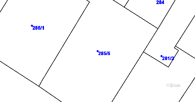 Parcela st. 285/5 v KÚ Kačice, Katastrální mapa