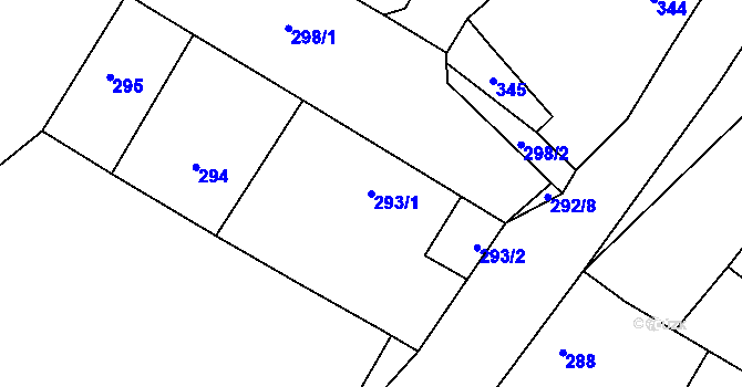 Parcela st. 293/1 v KÚ Kačice, Katastrální mapa