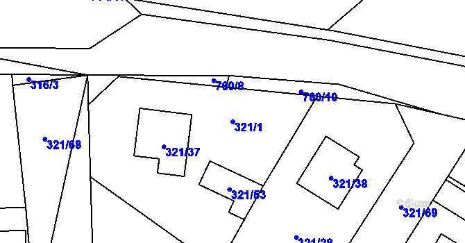 Parcela st. 321/1 v KÚ Kačice, Katastrální mapa