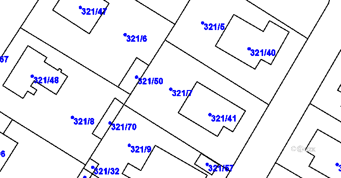 Parcela st. 321/7 v KÚ Kačice, Katastrální mapa