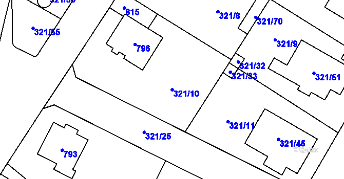 Parcela st. 321/10 v KÚ Kačice, Katastrální mapa