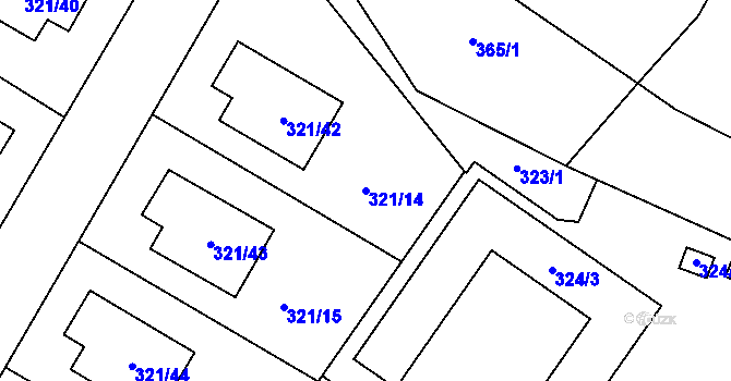 Parcela st. 321/14 v KÚ Kačice, Katastrální mapa