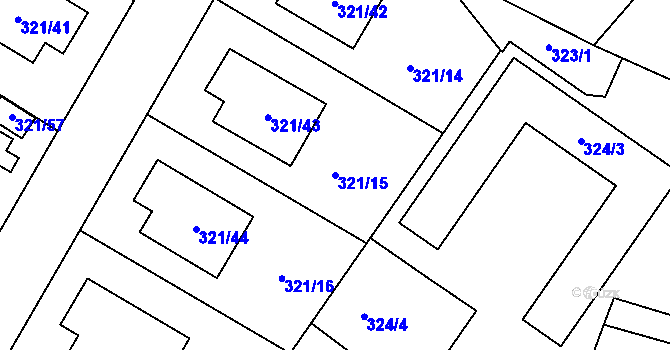 Parcela st. 321/15 v KÚ Kačice, Katastrální mapa