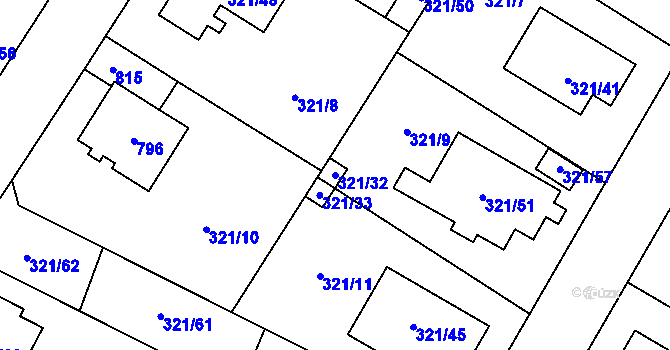Parcela st. 321/32 v KÚ Kačice, Katastrální mapa