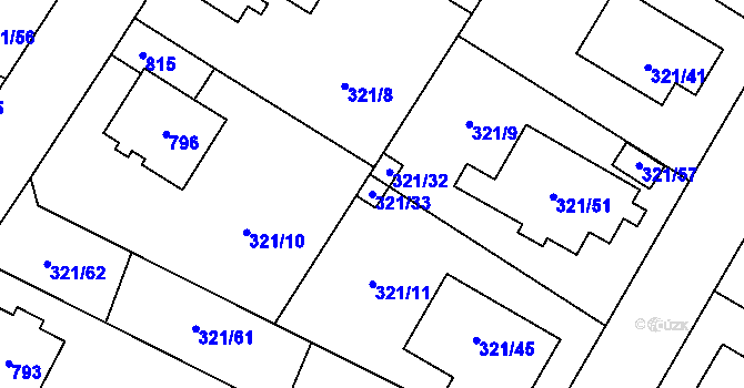Parcela st. 321/33 v KÚ Kačice, Katastrální mapa