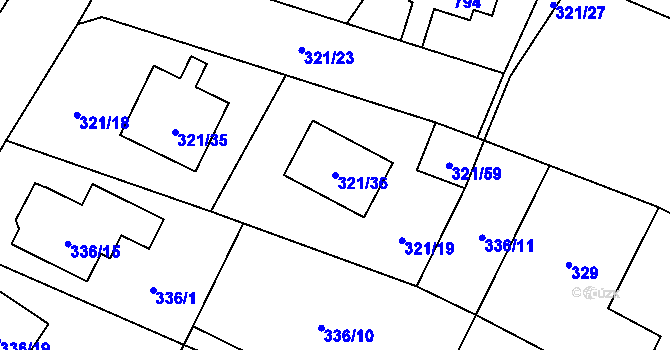 Parcela st. 321/36 v KÚ Kačice, Katastrální mapa