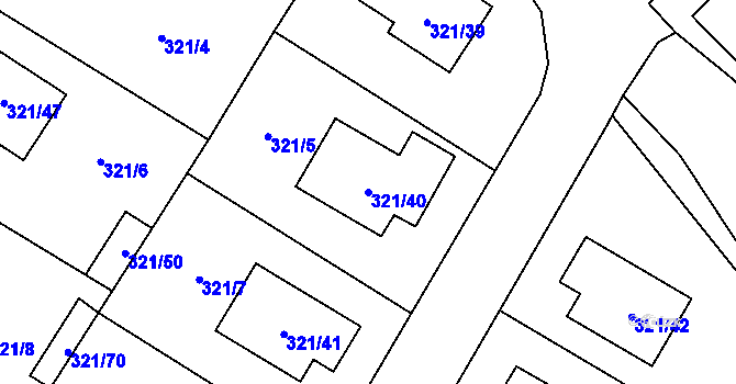 Parcela st. 321/40 v KÚ Kačice, Katastrální mapa