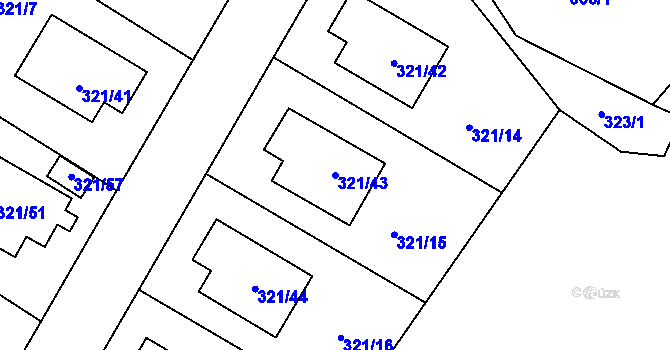 Parcela st. 321/43 v KÚ Kačice, Katastrální mapa