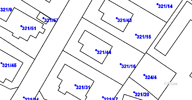 Parcela st. 321/44 v KÚ Kačice, Katastrální mapa