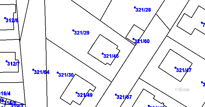 Parcela st. 321/46 v KÚ Kačice, Katastrální mapa
