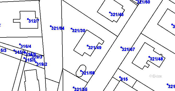 Parcela st. 321/49 v KÚ Kačice, Katastrální mapa